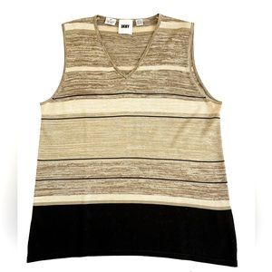 DKNY V-Neck Top with Earthy Stripes